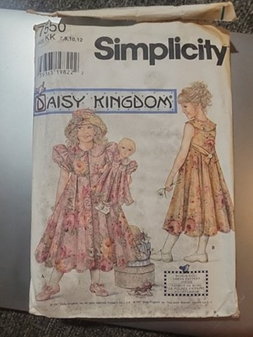 Simplicity Daisy Kingdom Pattern #7550 Girls Dress & Hat plus Dolls Dress Sz 7 8